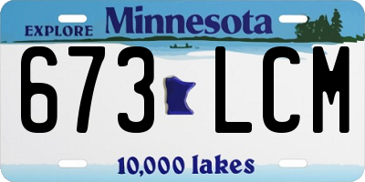 MN license plate 673LCM