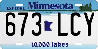 MN license plate 673LCY