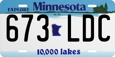 MN license plate 673LDC