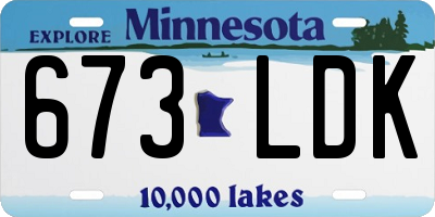 MN license plate 673LDK
