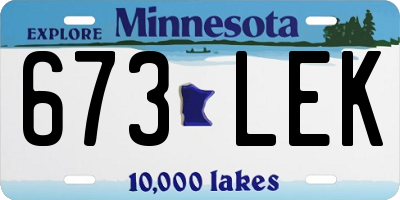 MN license plate 673LEK