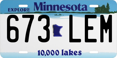 MN license plate 673LEM