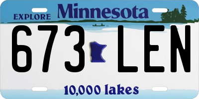 MN license plate 673LEN