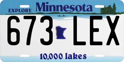MN license plate 673LEX