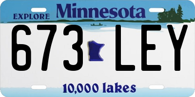 MN license plate 673LEY