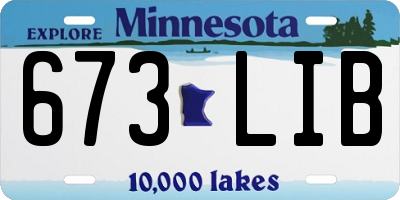 MN license plate 673LIB