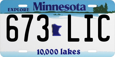 MN license plate 673LIC
