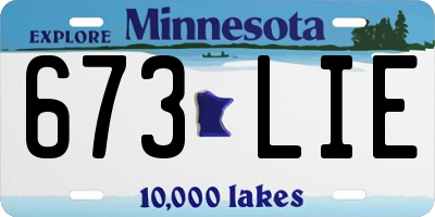 MN license plate 673LIE
