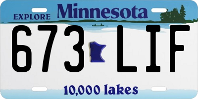 MN license plate 673LIF