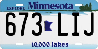 MN license plate 673LIJ