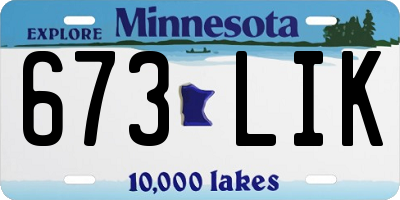 MN license plate 673LIK