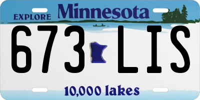 MN license plate 673LIS