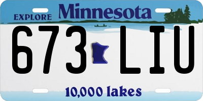 MN license plate 673LIU