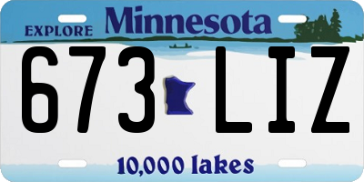 MN license plate 673LIZ