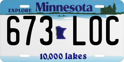 MN license plate 673LOC