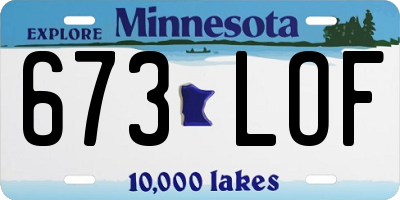 MN license plate 673LOF