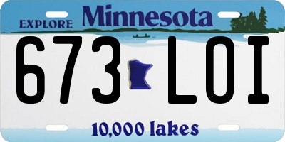 MN license plate 673LOI