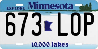 MN license plate 673LOP