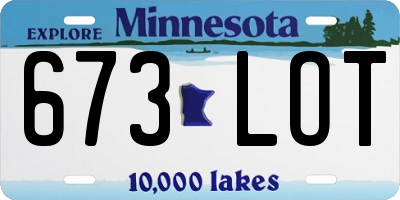 MN license plate 673LOT
