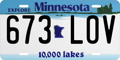 MN license plate 673LOV