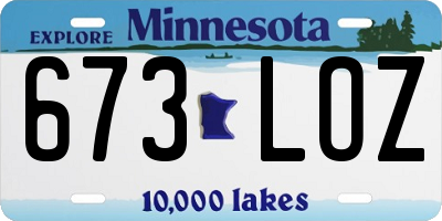 MN license plate 673LOZ