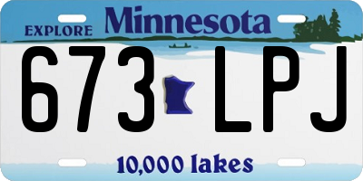 MN license plate 673LPJ
