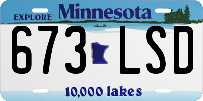 MN license plate 673LSD