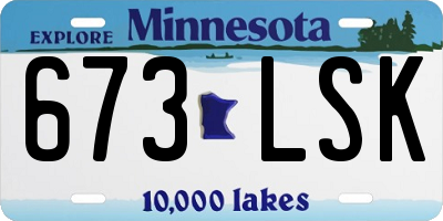 MN license plate 673LSK