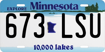 MN license plate 673LSU