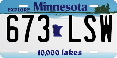MN license plate 673LSW