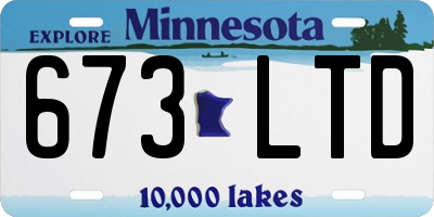 MN license plate 673LTD
