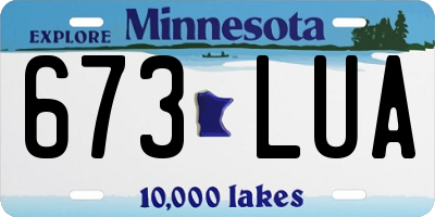 MN license plate 673LUA
