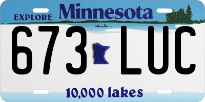 MN license plate 673LUC