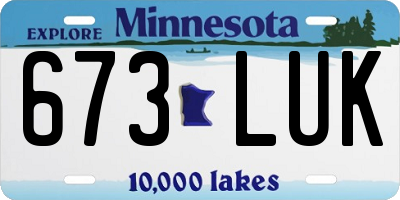 MN license plate 673LUK