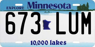 MN license plate 673LUM