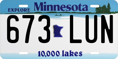 MN license plate 673LUN