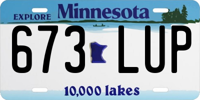 MN license plate 673LUP