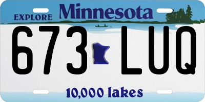 MN license plate 673LUQ