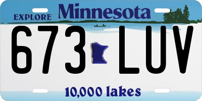 MN license plate 673LUV