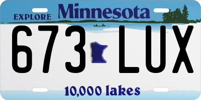 MN license plate 673LUX