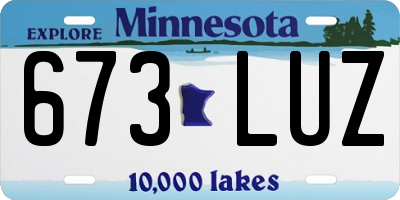 MN license plate 673LUZ