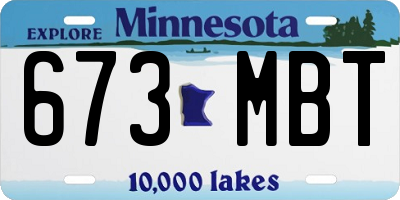 MN license plate 673MBT