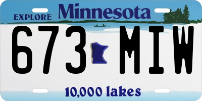 MN license plate 673MIW