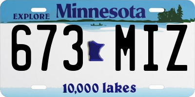 MN license plate 673MIZ