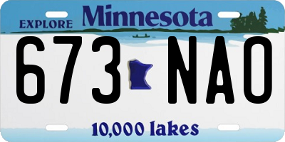 MN license plate 673NAO