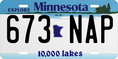 MN license plate 673NAP