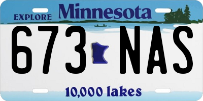 MN license plate 673NAS