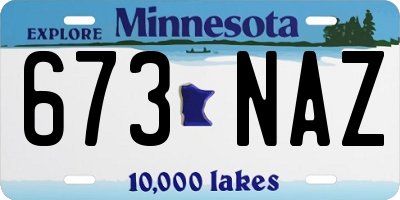 MN license plate 673NAZ