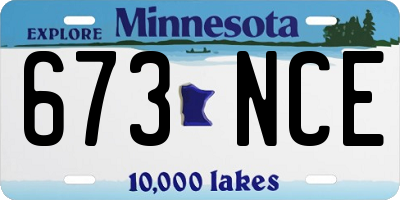 MN license plate 673NCE