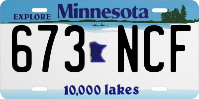 MN license plate 673NCF